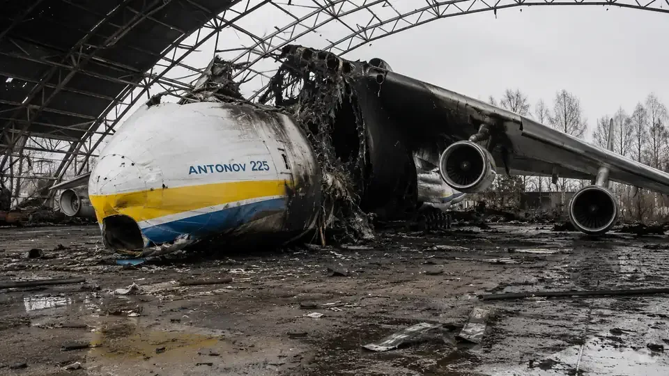 Destroyed Antonov An-225 Mriya at Hostomel Airport