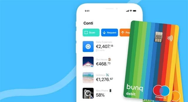 bunq app and card visual used for travel banking review